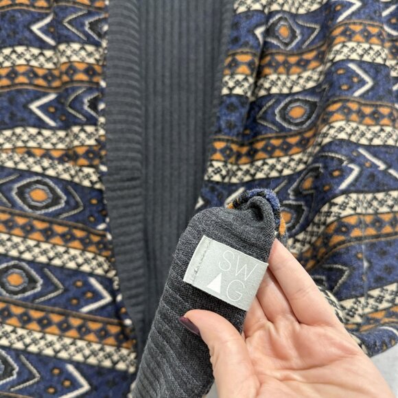 Bodhi Shawl Collar Cocoon Cardigan Womens Gray Aztec Knit Sleeveless Poncho Wrap - Picture 5 of 8